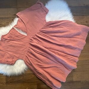 💖5 for $50💖Mustard Seed Flawd Dusty Rose Romper Lined Guaze Lightweight pullover